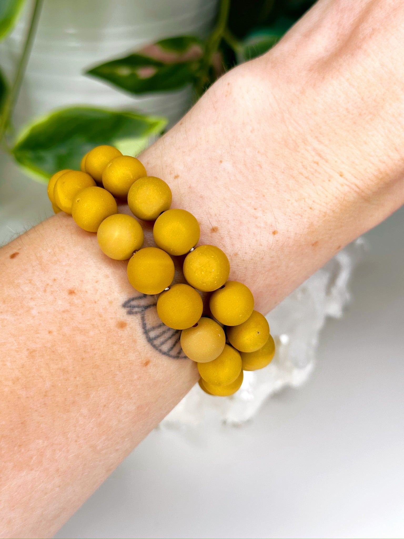 YELLOW MOOKAITE (MATTE) 10mm - HANDMADE CRYSTAL BRACELET - 10 Dec Inventory, 10mm, bracelet, bracelet inventory check, crystal bracelet, earth, fall-o-ween, fall-o-ween bracelets, fire, focus gift bundle, handmade bracelet, jewelry, joy gift bundle, June 2025 inventory check, Leo, market bracelet, matte, mookaite, Wearable, yellow mookaite - The Mineral Maven