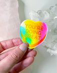 "YOU'RE DOING GREAT" HEART STICKER - Black Friday sale, energy tool, heart sticker, merch, sticker, valentines vibes - The Mineral Maven