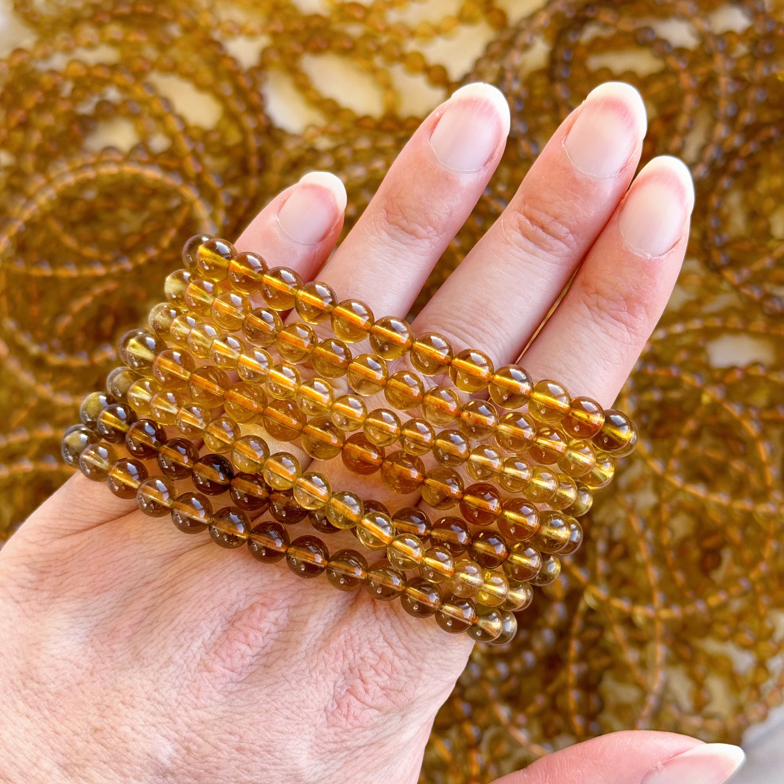 ZAMBIAN CITRINE 6mm - PRE-MADE CRYSTAL BRACELET - 6mm, bracelet, citrine, crystal bracelet, crystals for beginners, good luck + abundance, handmade bracelet, jewelry, June 2025 inventory check, leo, natural citrine, smoky citrine, tucson mini drop, Wearable, yellow, zambian citrine - The Mineral Maven